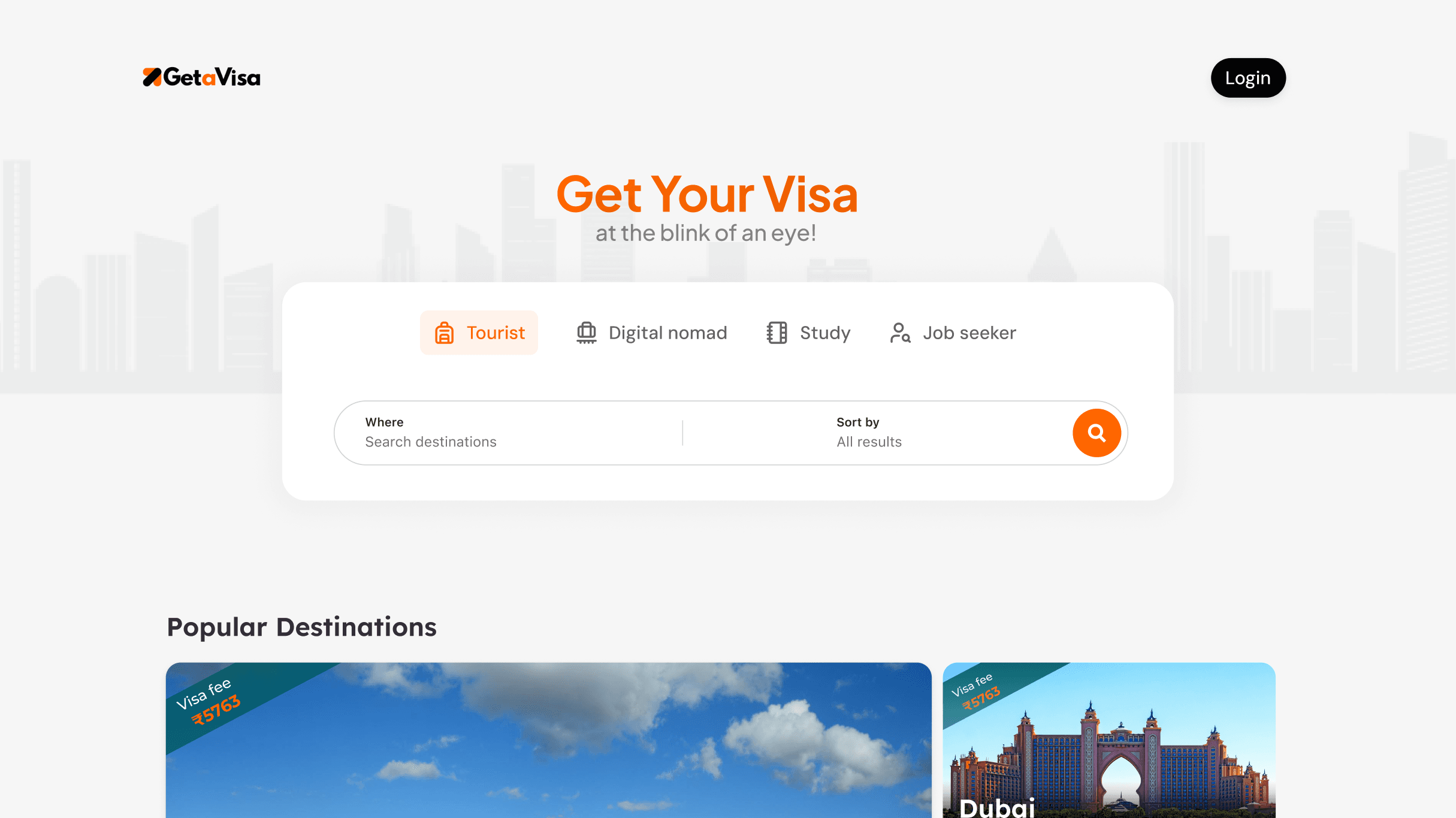 Getavisa Landing Page